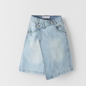 Zara Girls Denim Wrap Midi Skirt size 8